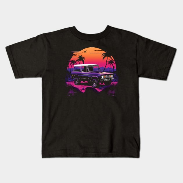 Ford Bronco Vintage Sunset Kids T-Shirt by Kid Relic